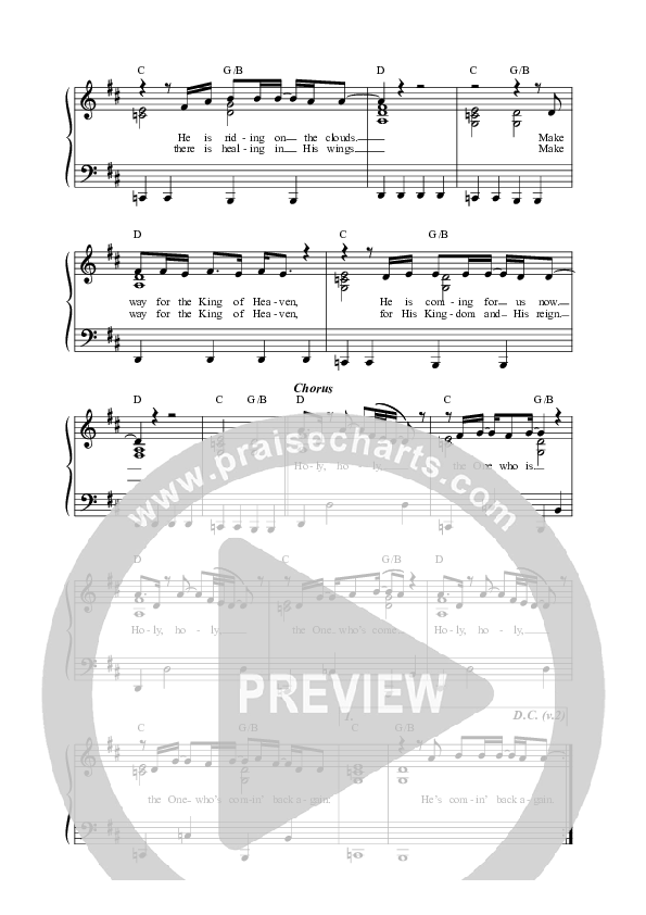 King Of Heaven (Live) Lead Sheet Melody (Vineyard Worship / Tim Brown / Anabeth Morgan)