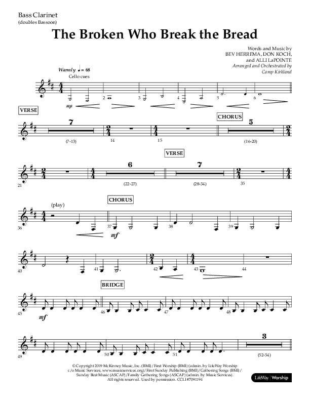 The Broken Who Break The Bread (Choral Anthem SATB) Bass Clarinet (Lifeway Choral / Arr. Camp Kirkland)