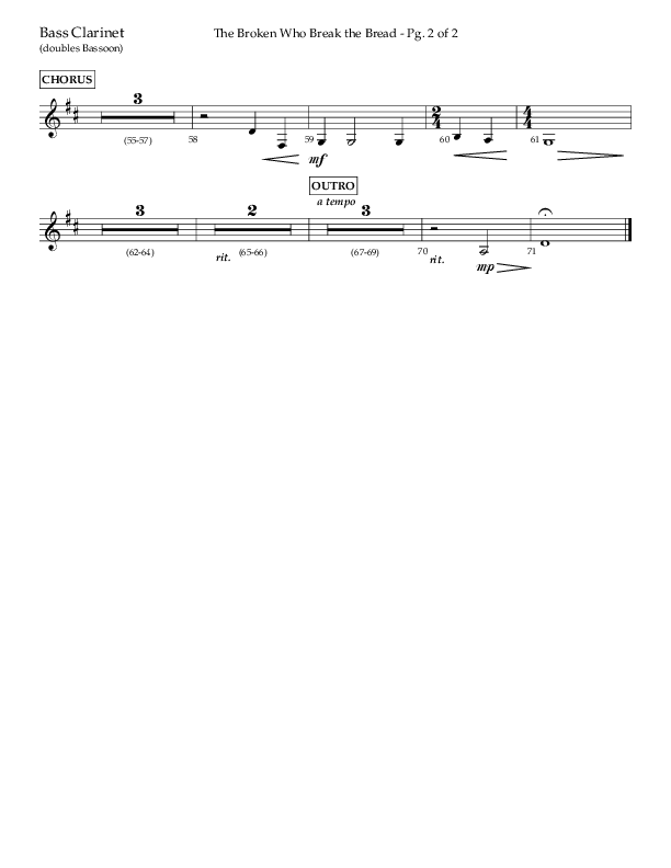 The Broken Who Break The Bread (Choral Anthem SATB) Bass Clarinet (Lifeway Choral / Arr. Camp Kirkland)