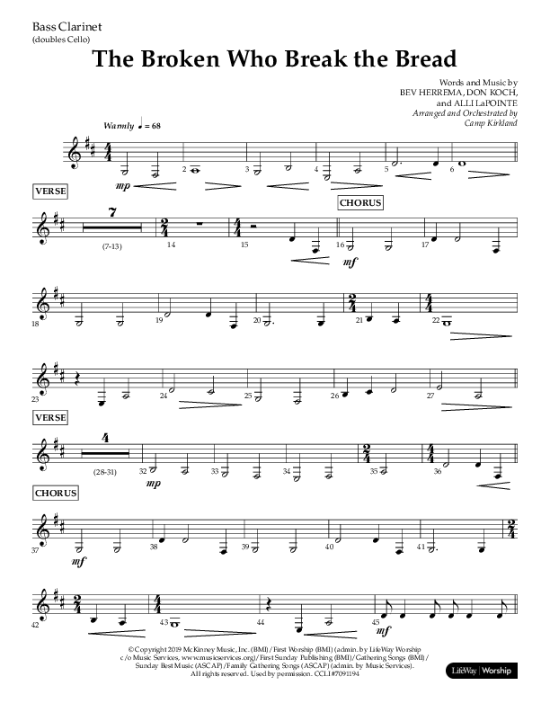 The Broken Who Break The Bread (Choral Anthem SATB) Bass Clarinet (Lifeway Choral / Arr. Camp Kirkland)