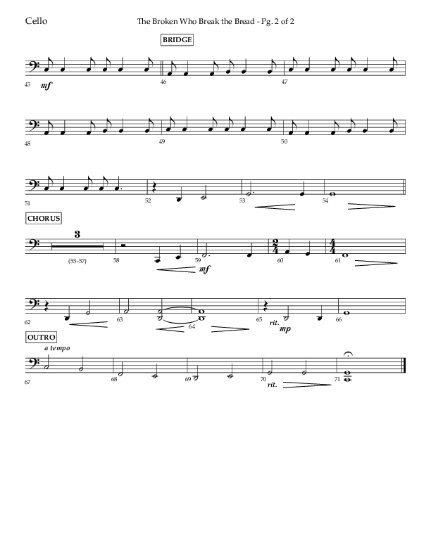 The Broken Who Break The Bread (Choral Anthem SATB) Cello (Lifeway Choral / Arr. Camp Kirkland)