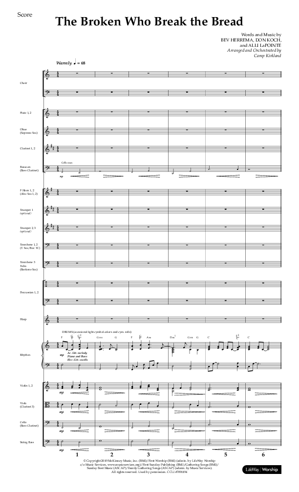 The Broken Who Break The Bread (Choral Anthem SATB) Conductor's Score (Lifeway Choral / Arr. Camp Kirkland)