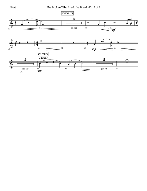 The Broken Who Break The Bread (Choral Anthem SATB) Oboe (Lifeway Choral / Arr. Camp Kirkland)