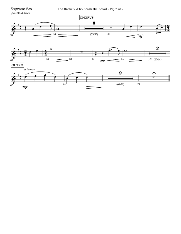 The Broken Who Break The Bread (Choral Anthem SATB) Soprano Sax (Lifeway Choral / Arr. Camp Kirkland)
