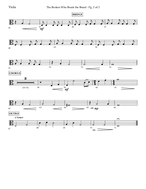 The Broken Who Break The Bread (Choral Anthem SATB) Viola (Lifeway Choral / Arr. Camp Kirkland)