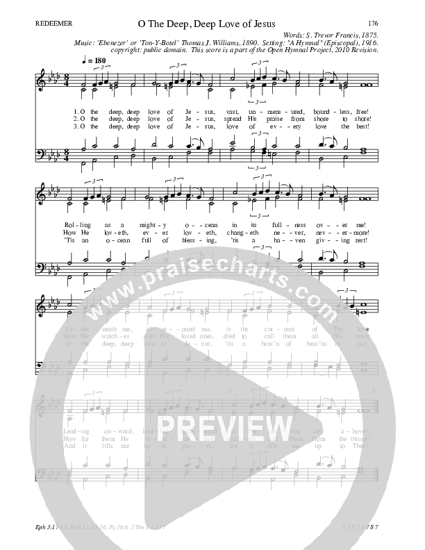 O The Deep Deep Love Of Jesus Hymn Sheet (SATB) (Traditional Hymn)