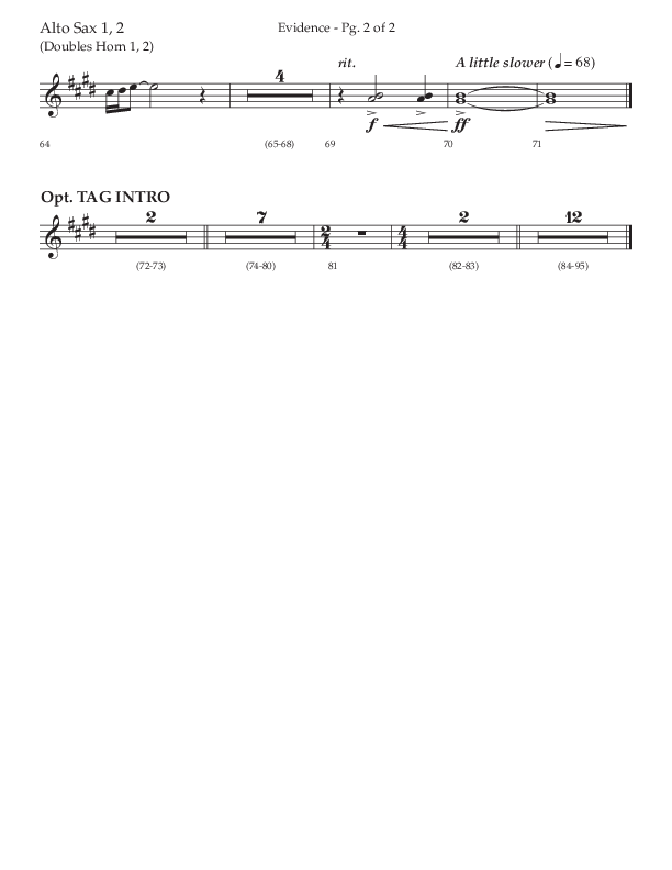 Evidence (with 'Tis So Sweet To Trust In Jesus) (Choral Anthem SATB) Alto Sax 1/2 (Lifeway Choral / Arr. Cliff Duren)