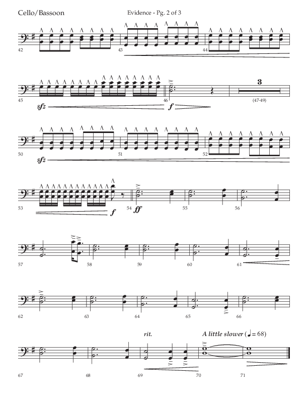 Evidence (with 'Tis So Sweet To Trust In Jesus) (Choral Anthem SATB) Cello (Lifeway Choral / Arr. Cliff Duren)