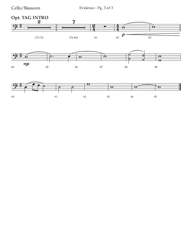 Evidence (with 'Tis So Sweet To Trust In Jesus) (Choral Anthem SATB) Cello (Lifeway Choral / Arr. Cliff Duren)