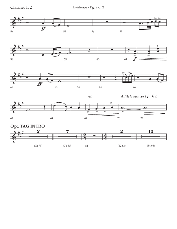 Evidence (with 'Tis So Sweet To Trust In Jesus) (Choral Anthem SATB) Clarinet 1/2 (Lifeway Choral / Arr. Cliff Duren)