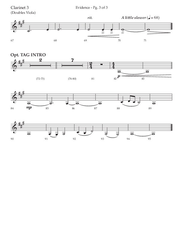 Evidence (with 'Tis So Sweet To Trust In Jesus) (Choral Anthem SATB) Clarinet 3 (Lifeway Choral / Arr. Cliff Duren)