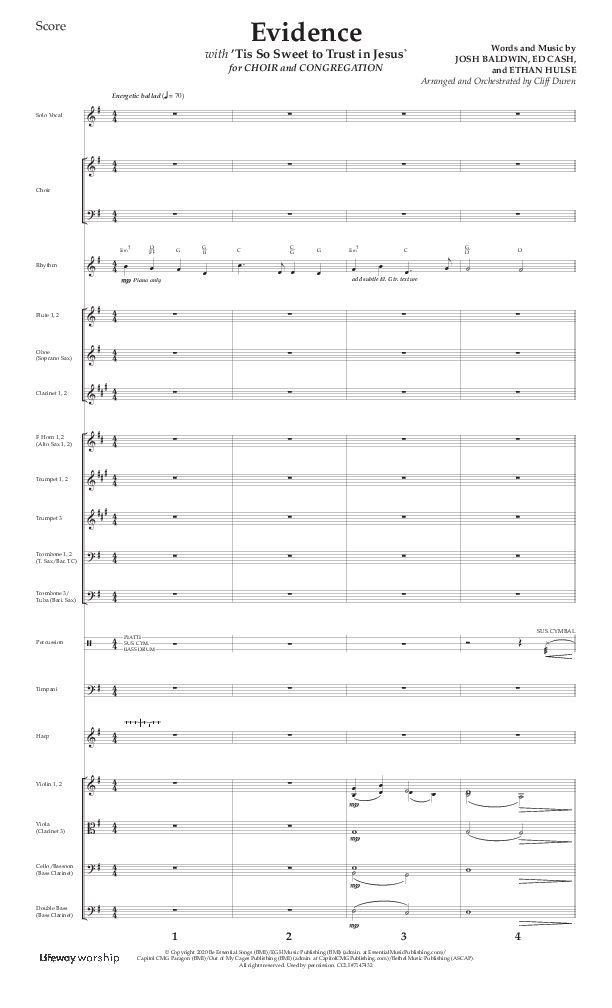 Evidence (with 'Tis So Sweet To Trust In Jesus) (Choral Anthem SATB) Conductor's Score (Lifeway Choral / Arr. Cliff Duren)