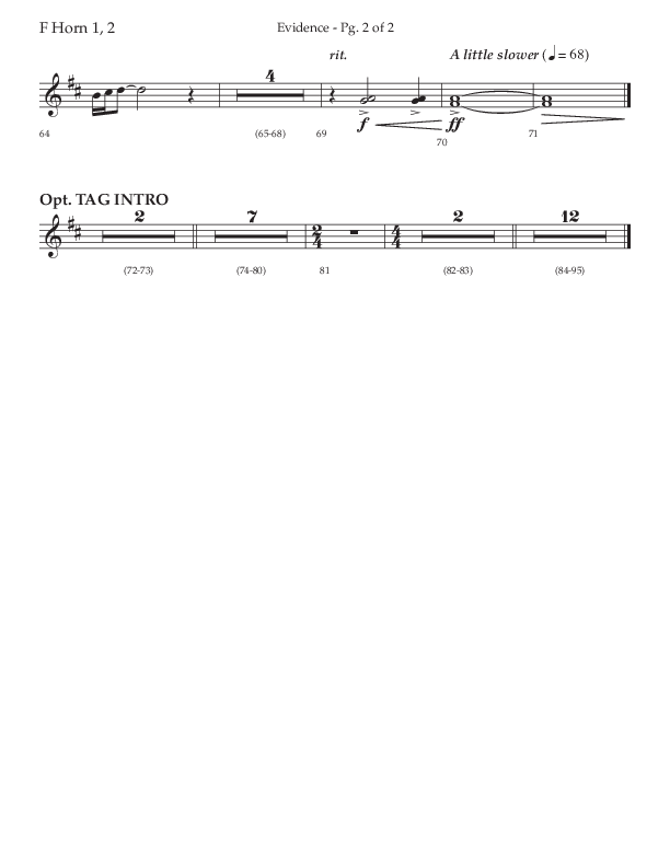 Evidence (with 'Tis So Sweet To Trust In Jesus) (Choral Anthem SATB) French Horn 1/2 (Lifeway Choral / Arr. Cliff Duren)