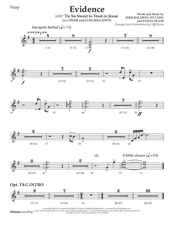 Evidence (with 'Tis So Sweet To Trust In Jesus) (Choral Anthem SATB) Harp (Lifeway Choral / Arr. Cliff Duren)