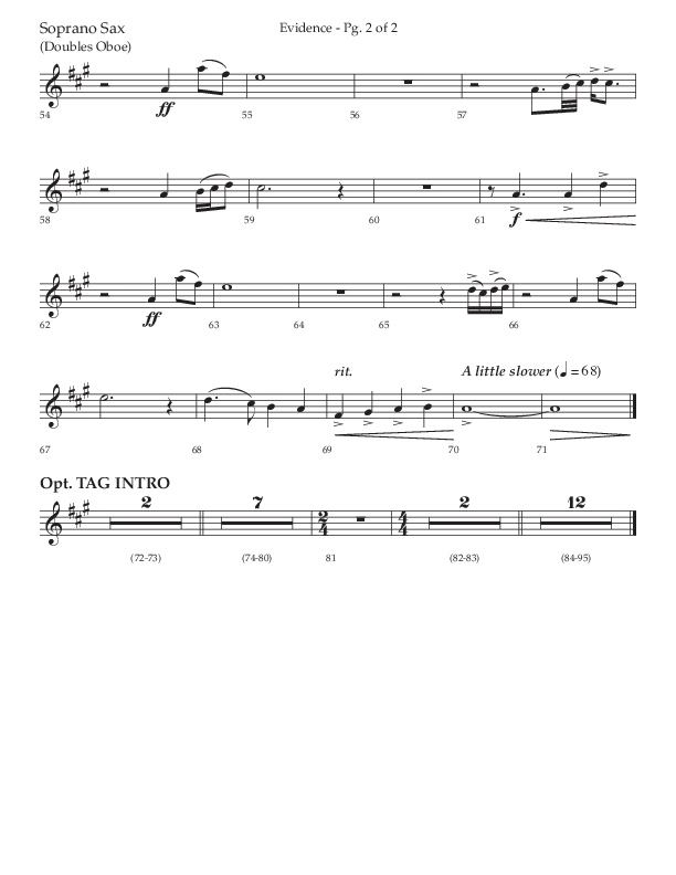 Evidence (with 'Tis So Sweet To Trust In Jesus) (Choral Anthem SATB) Soprano Sax (Lifeway Choral / Arr. Cliff Duren)