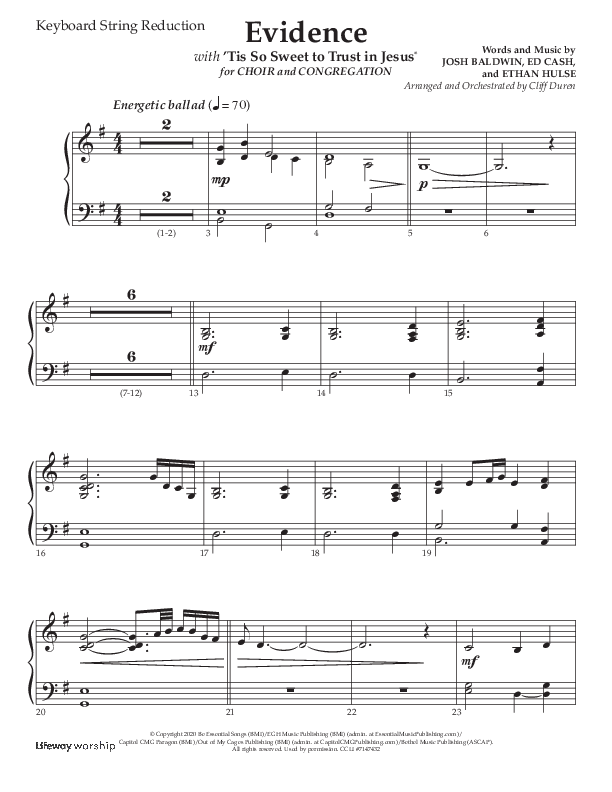 Evidence (with 'Tis So Sweet To Trust In Jesus) (Choral Anthem SATB) String Reduction (Lifeway Choral / Arr. Cliff Duren)