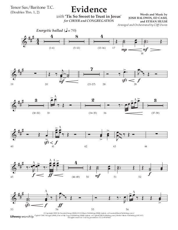 Evidence (with 'Tis So Sweet To Trust In Jesus) (Choral Anthem SATB) Tenor Sax/Baritone T.C. (Lifeway Choral / Arr. Cliff Duren)