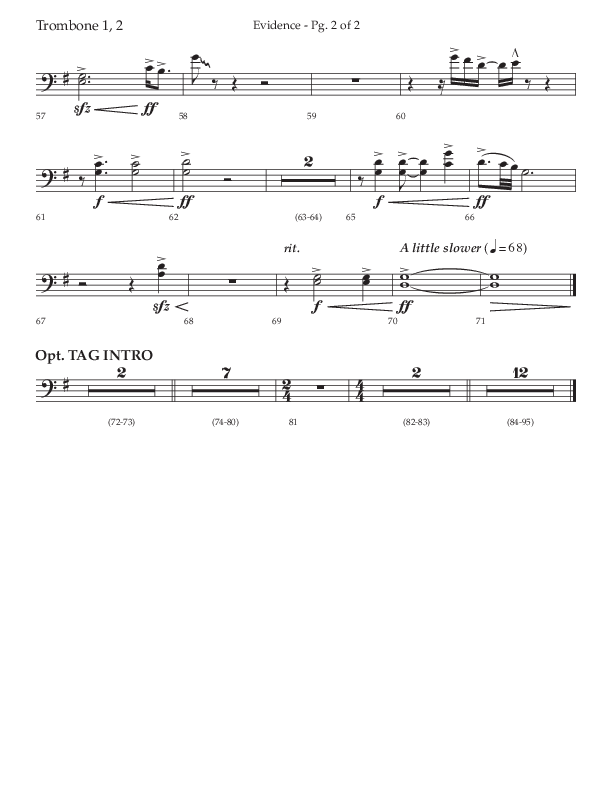 Evidence (with 'Tis So Sweet To Trust In Jesus) (Choral Anthem SATB) Trombone 1/2 (Lifeway Choral / Arr. Cliff Duren)