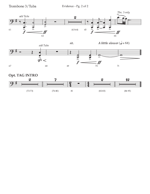 Evidence (with 'Tis So Sweet To Trust In Jesus) (Choral Anthem SATB) Trombone 3/Tuba (Lifeway Choral / Arr. Cliff Duren)