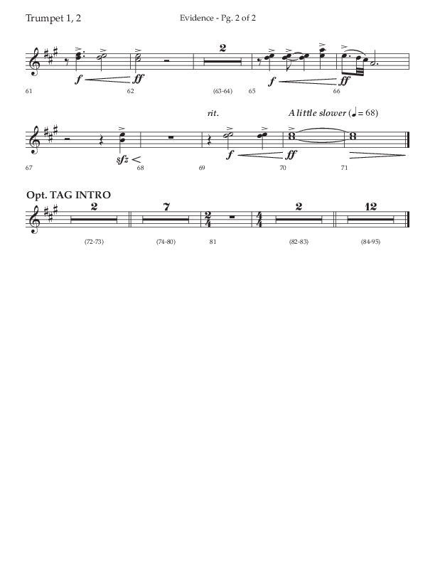 Evidence (with 'Tis So Sweet To Trust In Jesus) (Choral Anthem SATB) Trumpet 1,2 (Lifeway Choral / Arr. Cliff Duren)