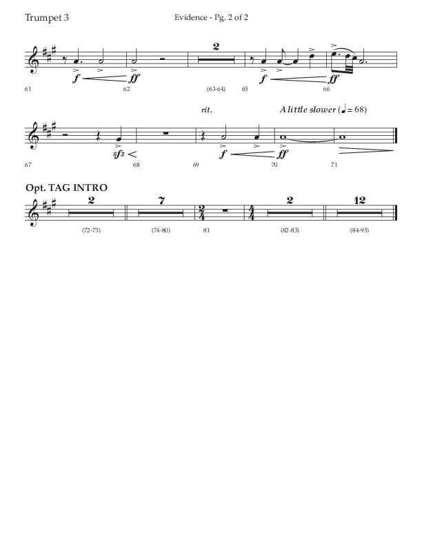 Evidence (with 'Tis So Sweet To Trust In Jesus) (Choral Anthem SATB) Trumpet 3 (Lifeway Choral / Arr. Cliff Duren)