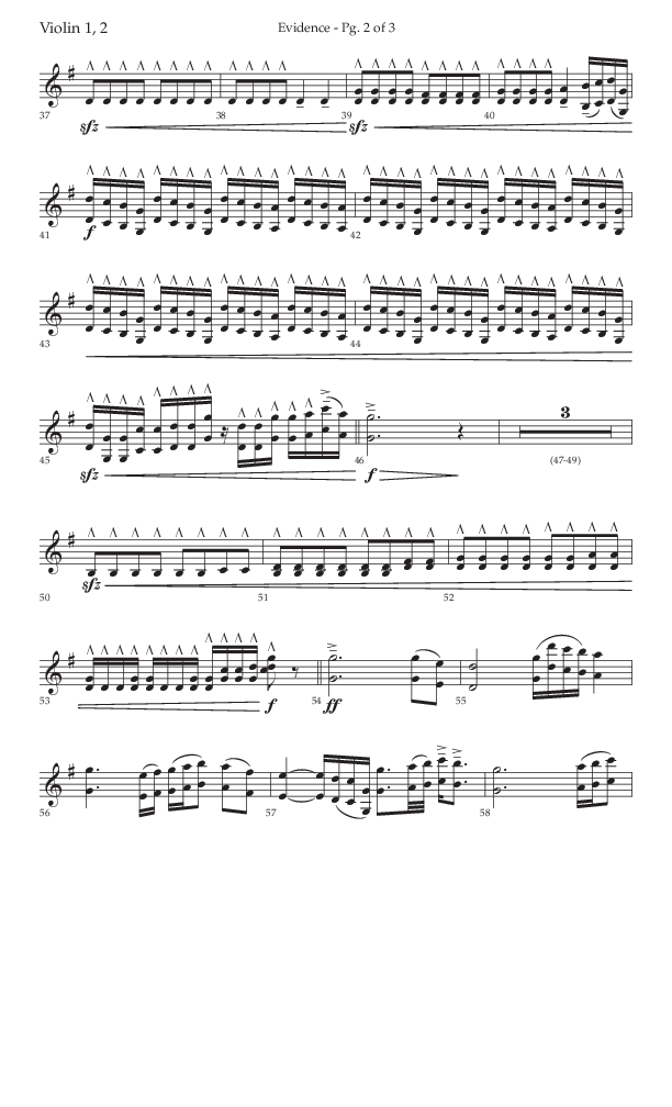 Evidence (with 'Tis So Sweet To Trust In Jesus) (Choral Anthem SATB) Violin 1/2 (Lifeway Choral / Arr. Cliff Duren)