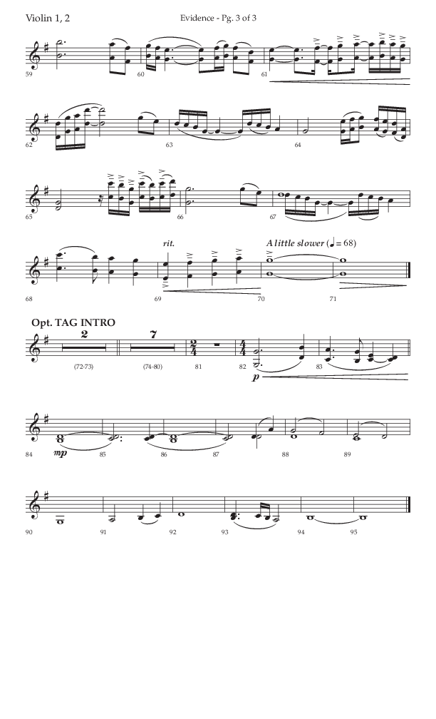 Evidence (with 'Tis So Sweet To Trust In Jesus) (Choral Anthem SATB) Violin 1/2 (Lifeway Choral / Arr. Cliff Duren)