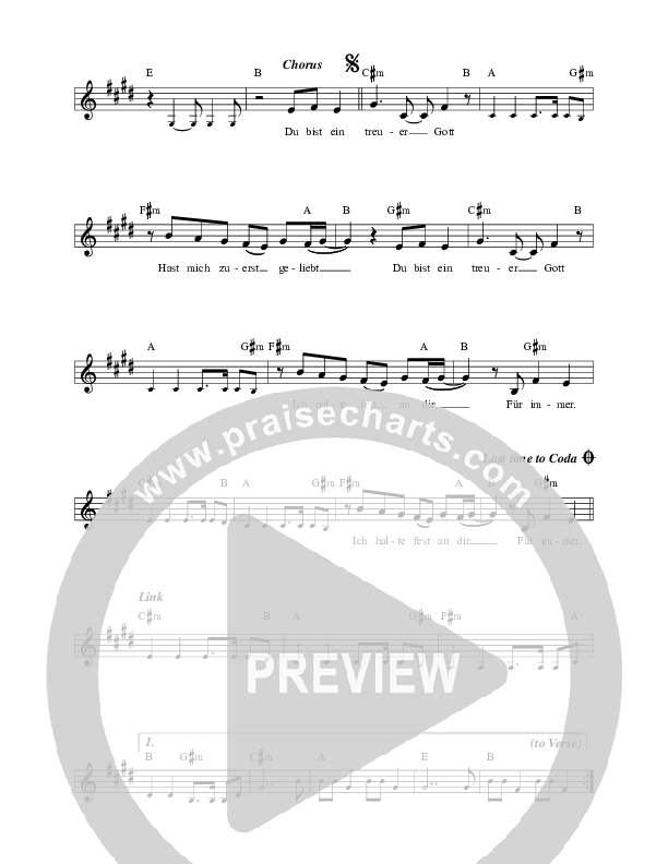 Treuer Gott (Für immer) Lead Sheet Melody (ICF Worship / O'Bros)