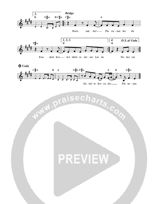 Treuer Gott (Für immer) Lead Sheet Melody (ICF Worship / O'Bros)