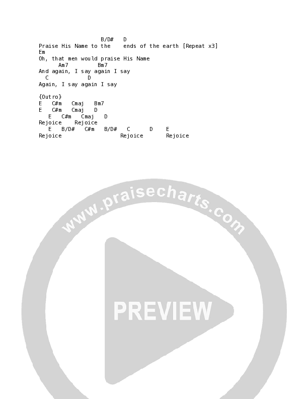 Again I Say Rejoice Chord Chart (Unified Sound / Jordan Houghton)