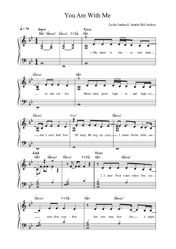 You Are With Me Lead Sheet Melody (Leslie Jordan)