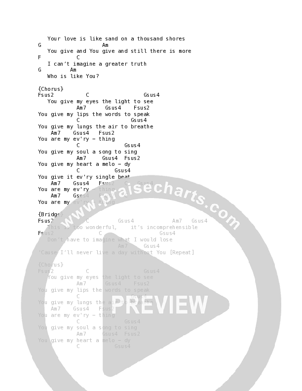 A Thousand Shores Chord Chart (Leslie Jordan)