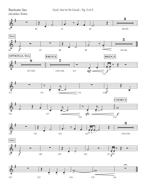 God You're So Good (Choral Anthem SATB) Bari Sax (Lifeway Choral / Arr. Cliff Duren)