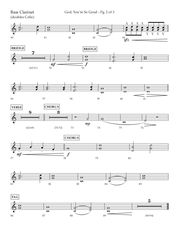 God You're So Good (Choral Anthem SATB) Bass Clarinet (Lifeway Choral / Arr. Cliff Duren)