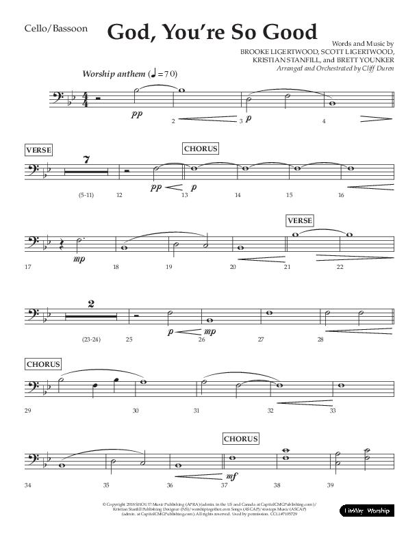 God You're So Good (Choral Anthem SATB) Cello (Lifeway Choral / Arr. Cliff Duren)