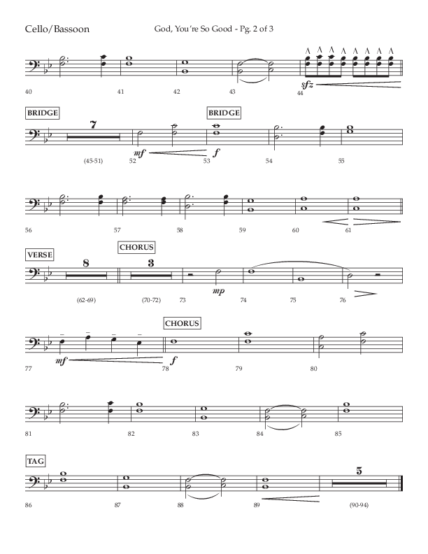 God You're So Good (Choral Anthem SATB) Cello (Lifeway Choral / Arr. Cliff Duren)
