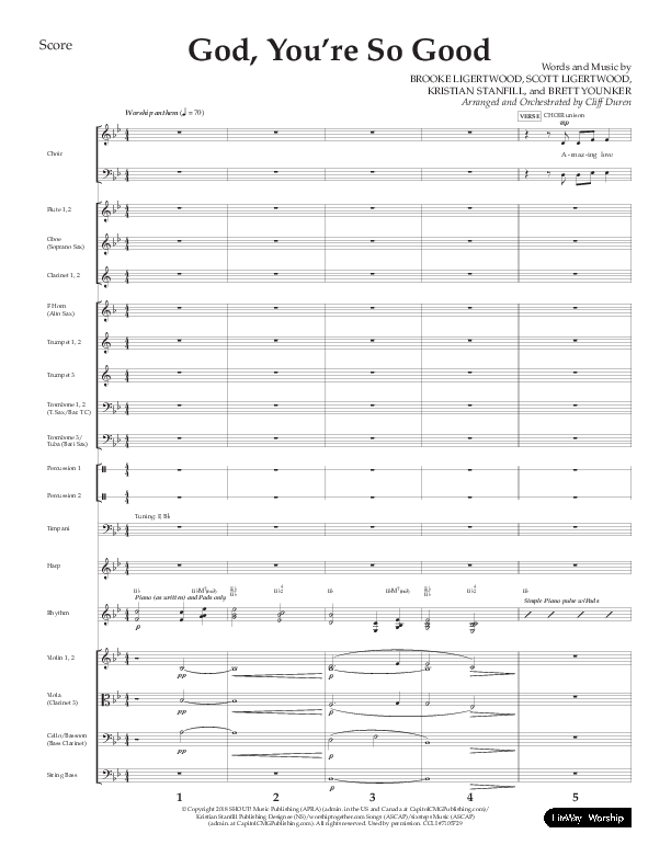 God You're So Good (Choral Anthem SATB) Orchestration (Lifeway Choral / Arr. Cliff Duren)