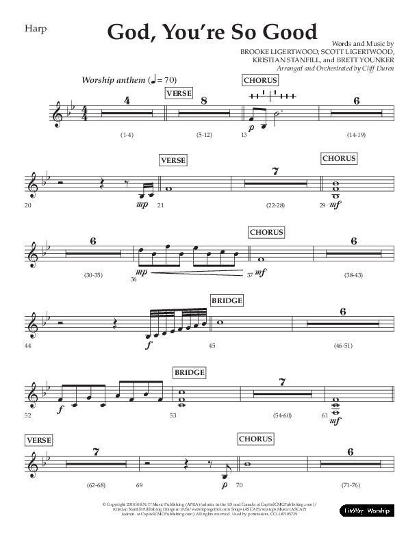 God You're So Good (Choral Anthem SATB) Harp (Lifeway Choral / Arr. Cliff Duren)