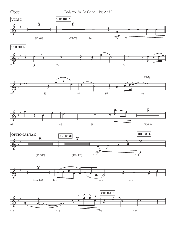 God You're So Good (Choral Anthem SATB) Oboe (Lifeway Choral / Arr. Cliff Duren)