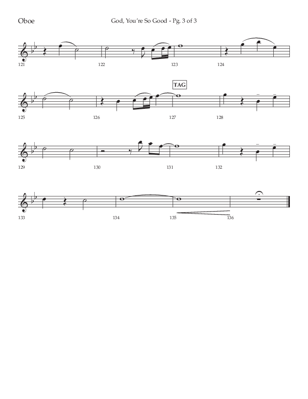God You're So Good (Choral Anthem SATB) Oboe (Lifeway Choral / Arr. Cliff Duren)