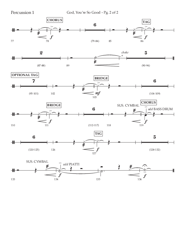 God You're So Good (Choral Anthem SATB) Percussion 1/2 (Lifeway Choral / Arr. Cliff Duren)