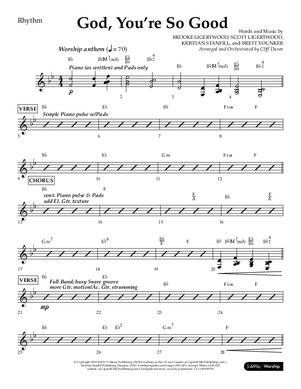 God You're So Good (Choral Anthem SATB) Lead Melody & Rhythm (Lifeway Choral / Arr. Cliff Duren)