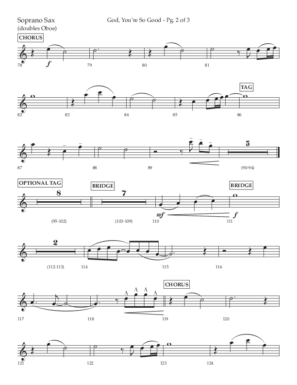 God You're So Good (Choral Anthem SATB) Soprano Sax (Lifeway Choral / Arr. Cliff Duren)
