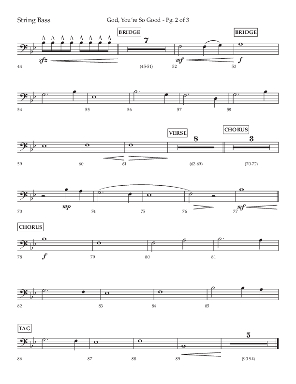 God You're So Good (Choral Anthem SATB) String Bass (Lifeway Choral / Arr. Cliff Duren)
