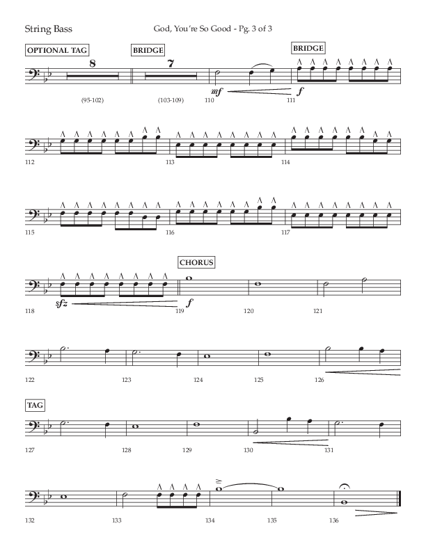 God You're So Good (Choral Anthem SATB) String Bass (Lifeway Choral / Arr. Cliff Duren)
