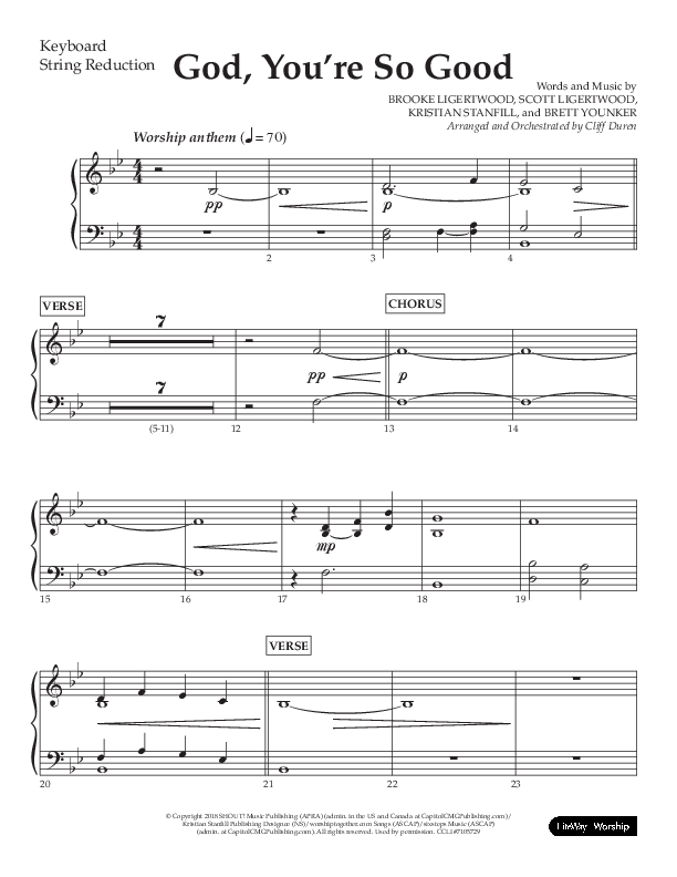 God You're So Good (Choral Anthem SATB) String Reduction (Lifeway Choral / Arr. Cliff Duren)