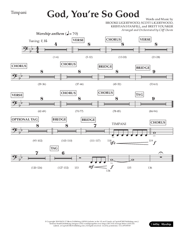 God You're So Good (Choral Anthem SATB) Timpani (Lifeway Choral / Arr. Cliff Duren)