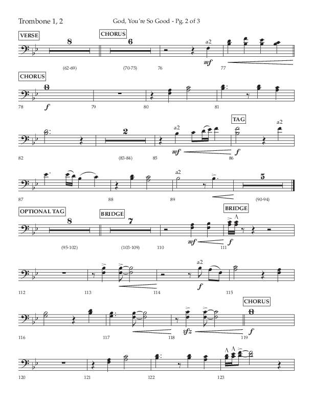 God You're So Good (Choral Anthem SATB) Trombone 1/2 (Lifeway Choral / Arr. Cliff Duren)