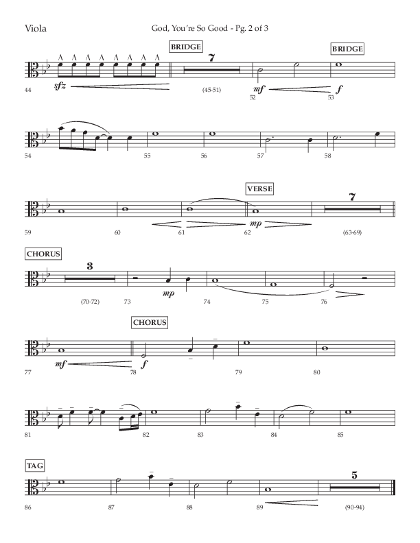 God You're So Good (Choral Anthem SATB) Viola (Lifeway Choral / Arr. Cliff Duren)
