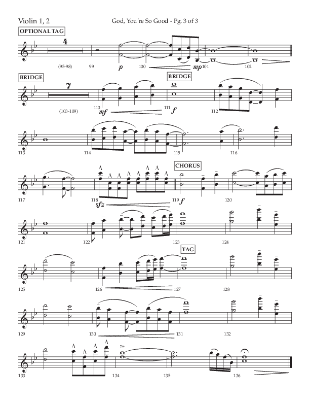 God You're So Good (Choral Anthem SATB) Violin 1/2 (Lifeway Choral / Arr. Cliff Duren)